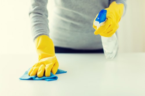 Local cleaning team preparing a Wimbledon apartment for new residents
