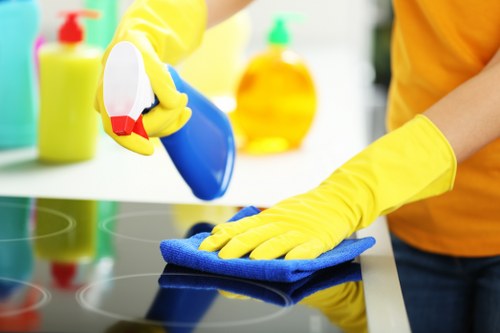 Deep cleaning a tiled floor in a Wimbledon property